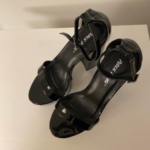 Public Desire Platform Shiny Black heels!